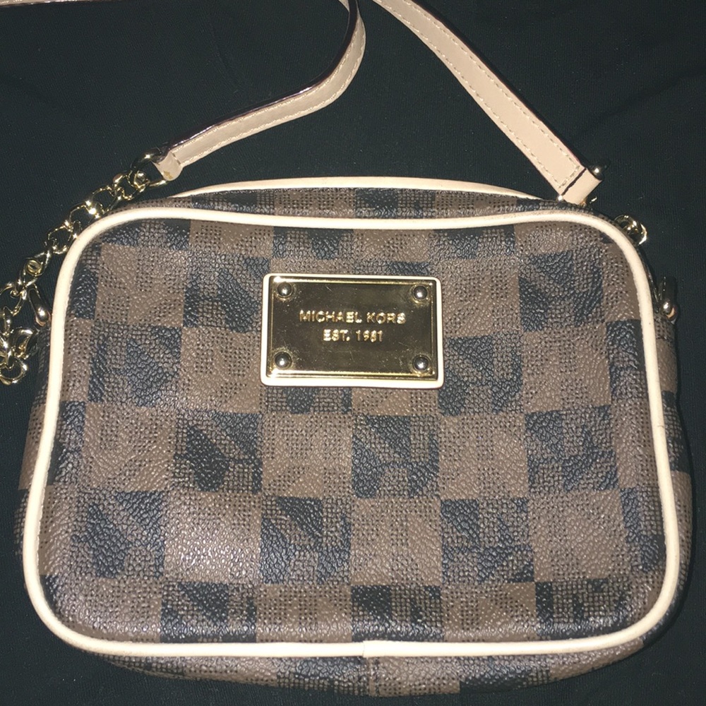 Michael Kors Brown/khaki/black small wallet purse